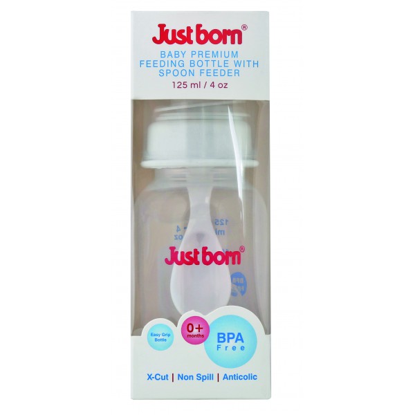 Just Born® Premium Feeding Bottle With Sipper Spout And Spoon 4Oz / 125ML 