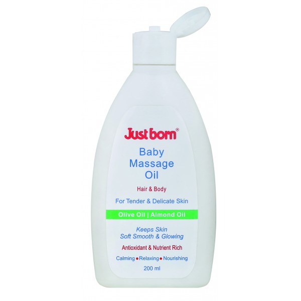 Just Born® Hair & Body Massage Oil - 200 ML - Olive Oil + Almond Oil