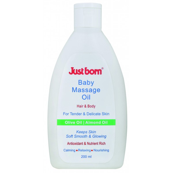 Just Born® Hair & Body Massage Oil - 200 ML - Olive Oil + Almond Oil