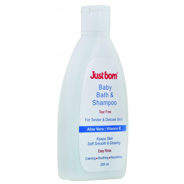 Just Born® Baby Bath & Shampoo - 200 ML - Aloe Vera + Vitamin E