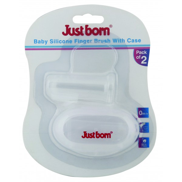 Just Born® Baby Silicone Finger Brush With Case Pack of 2