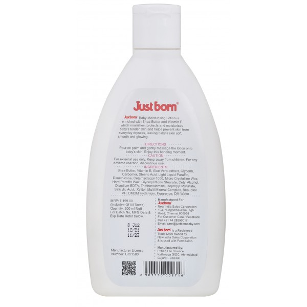 Just Born® Baby Moisturizing Lotion - 200 ML - Shea Butter + Vitamin E