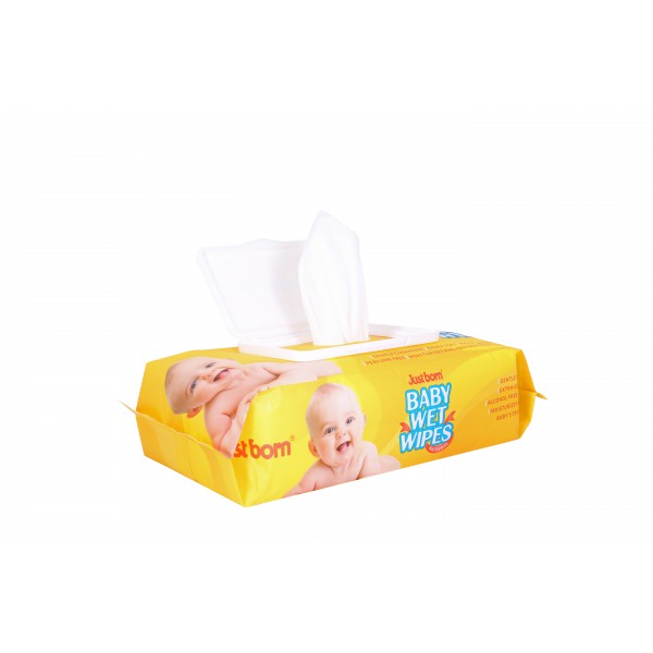 Just Born® Natural Baby Wet Wipes With Lid Alcohol + Perfume Free - Aloe Vera + Chamomile - 80 Extra Large (18 x 20 cm) Wipes 