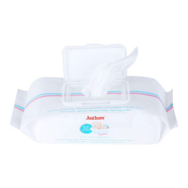 Just Born® Natural Baby Wet Wipes With Lid Alcohol + Perfume Free - Aloe Vera + Chamomile - 80 Extra Large (18 x 20 cm) Wipes 